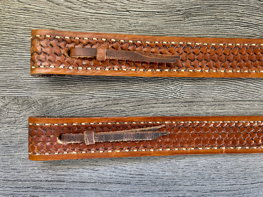 Off Billet Strap Set, Handmade Tooled Leather - Hermann Oak Leather