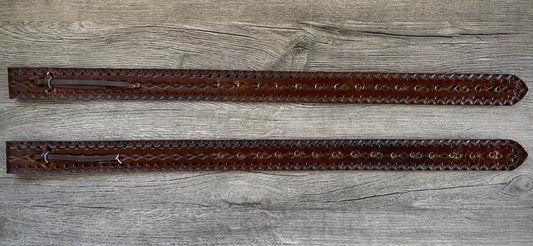 Off Billet Strap Set, Handmade Tooled Leather - Hermann Oak Leather