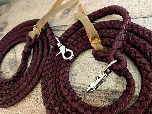 Mule Tape Split Reins, Flat Braid, - Assorted colors - Made to order