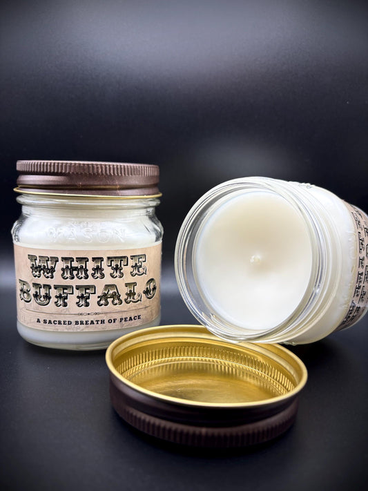 White Buffalo (Eucalyptus Scent): Western Candles, Rustic Candles, Hand-Poured in Arizona, Coconut Apricot Soy Wax