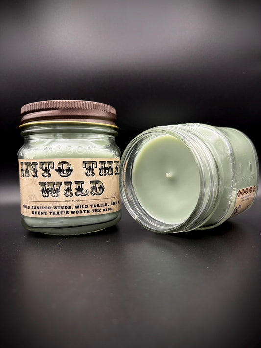Into The Wild (Frosted Juniper Scent): Western Candles, Rustic Candles, Hand-Poured in Arizona, Coconut Apricot Soy Wax