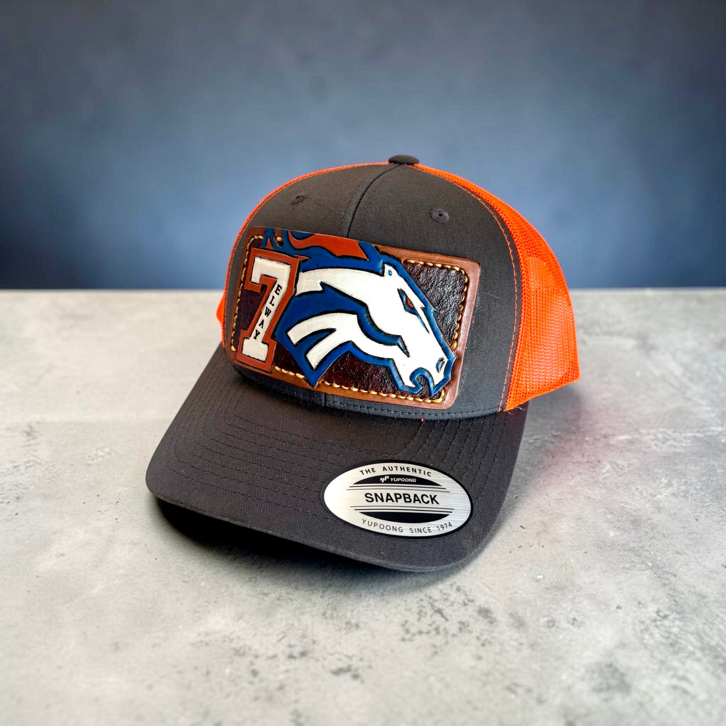 Denver Broncos Leather Patch Hat - Adult Snapback