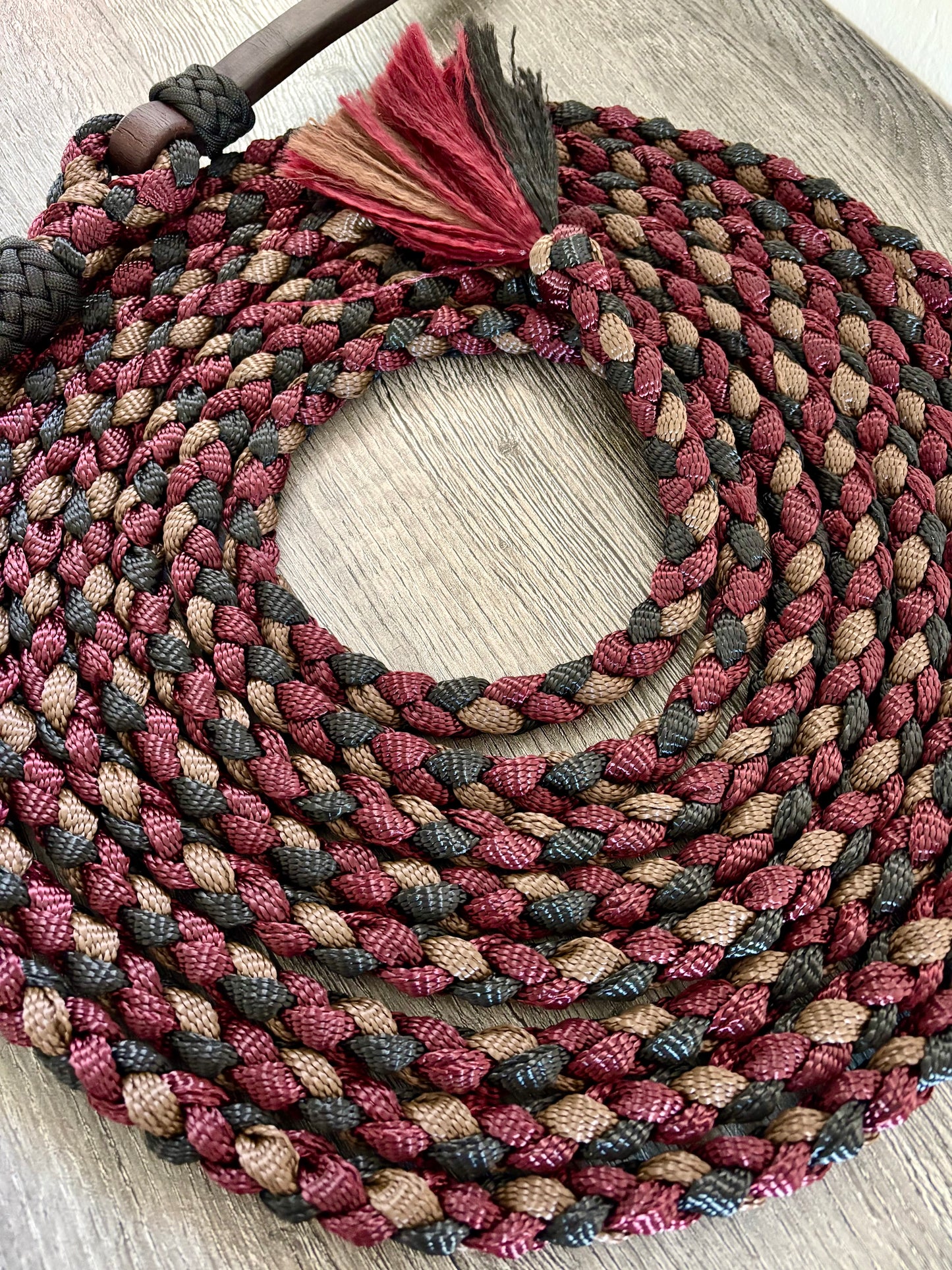 Mule Tape Mecate Color Burgundy, Brown, and Black - Does NOT include Hackamore - Popper style varies