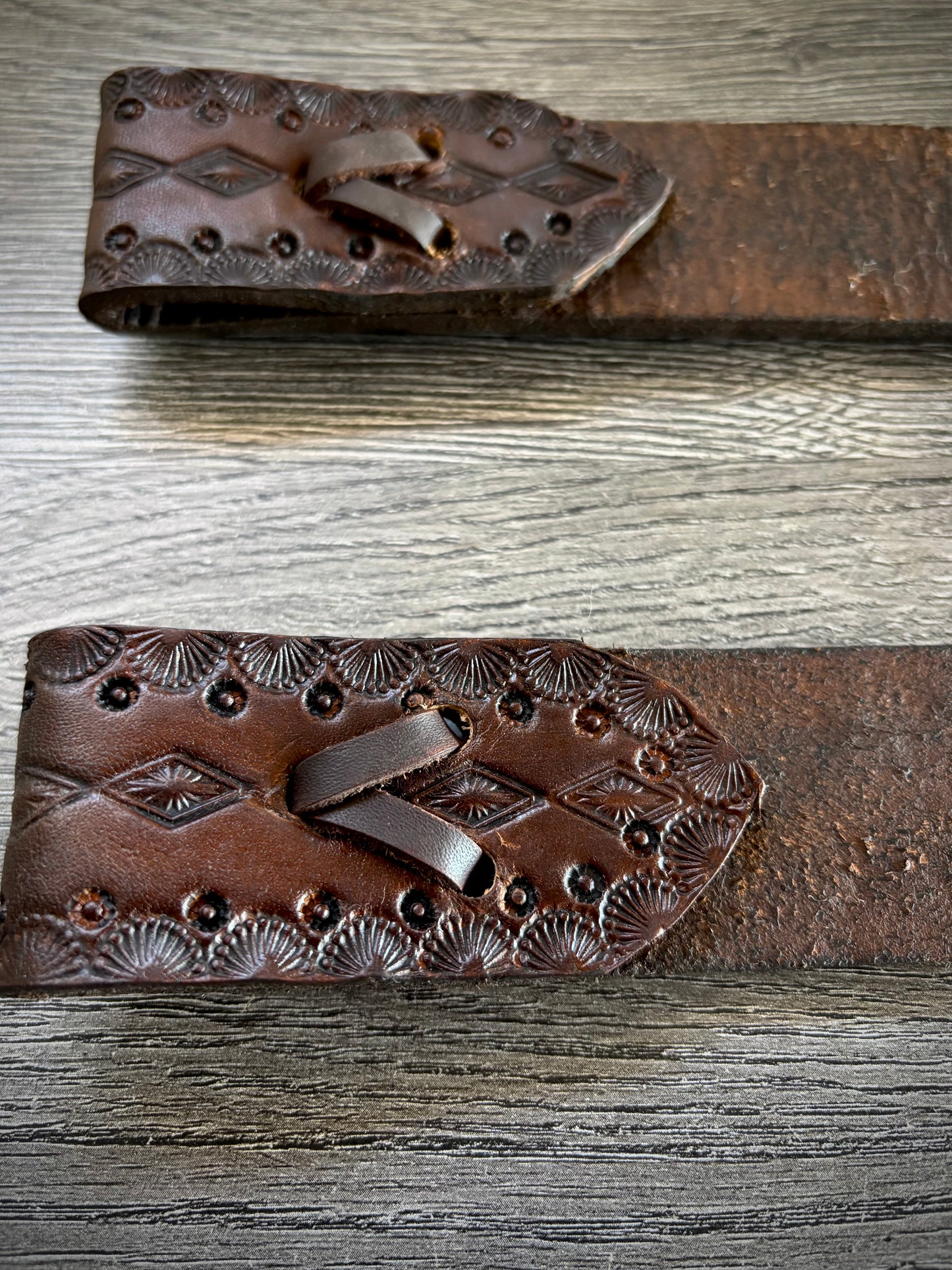 Off Billet Strap Set, Handmade Tooled Leather - Hermann Oak Leather