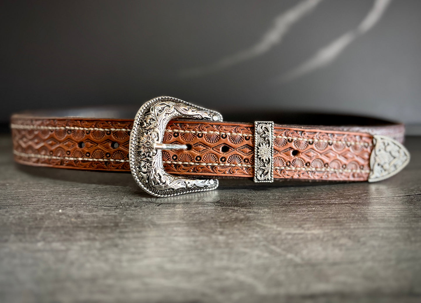Handmade Leather Belt with Silver Buckle, Western Cowboy Belt, Western Gifts- Hermann Oak Leather