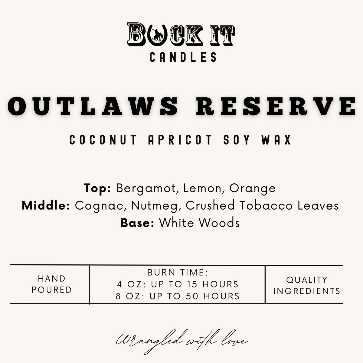 Outlaws Reserve Candle(Cognac and Cigars Scent)