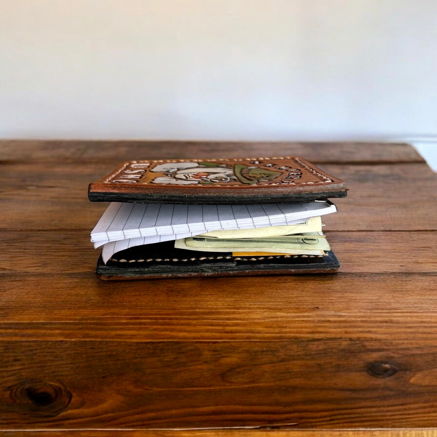 USMC Devil Dog Money Book Wallet - Hermann Oak Leather