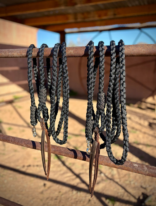 Mule Tape Split Reins, Round Braid, - Assorted colors - Made to order (popper styles vary)