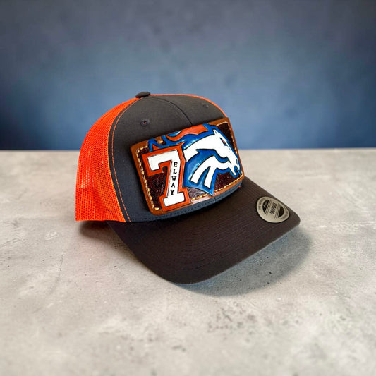 Denver Broncos Leather Patch Hat - Adult Snapback