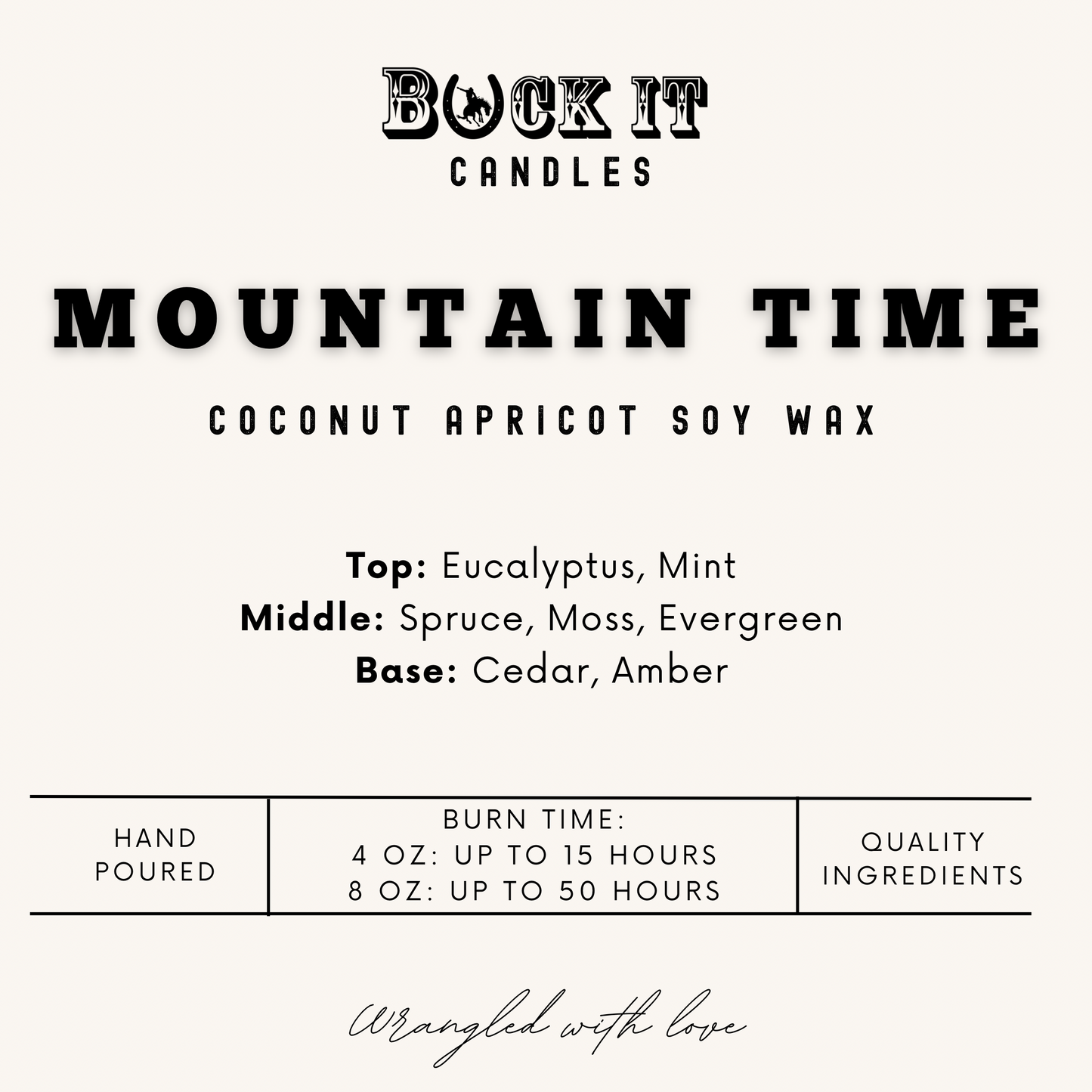 Mountain Time (Blue Spruce Scent): Western/Rustic Candles, Hand-Poured in Arizona, Coconut Apricot Soy Wax