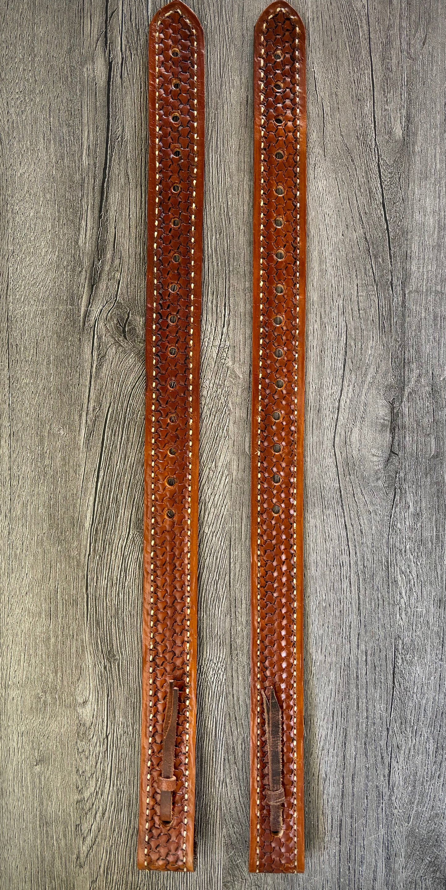 Off Billet Strap Set, Handmade Tooled Leather - Hermann Oak Leather
