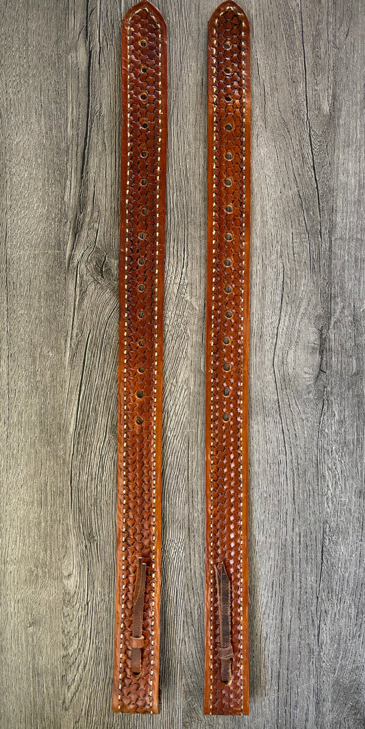 Off Billet Strap Set, Handmade Tooled Leather - Hermann Oak Leather