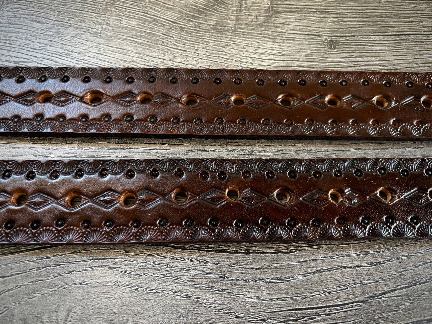 Off Billet Strap Set, Handmade Tooled Leather - Hermann Oak Leather