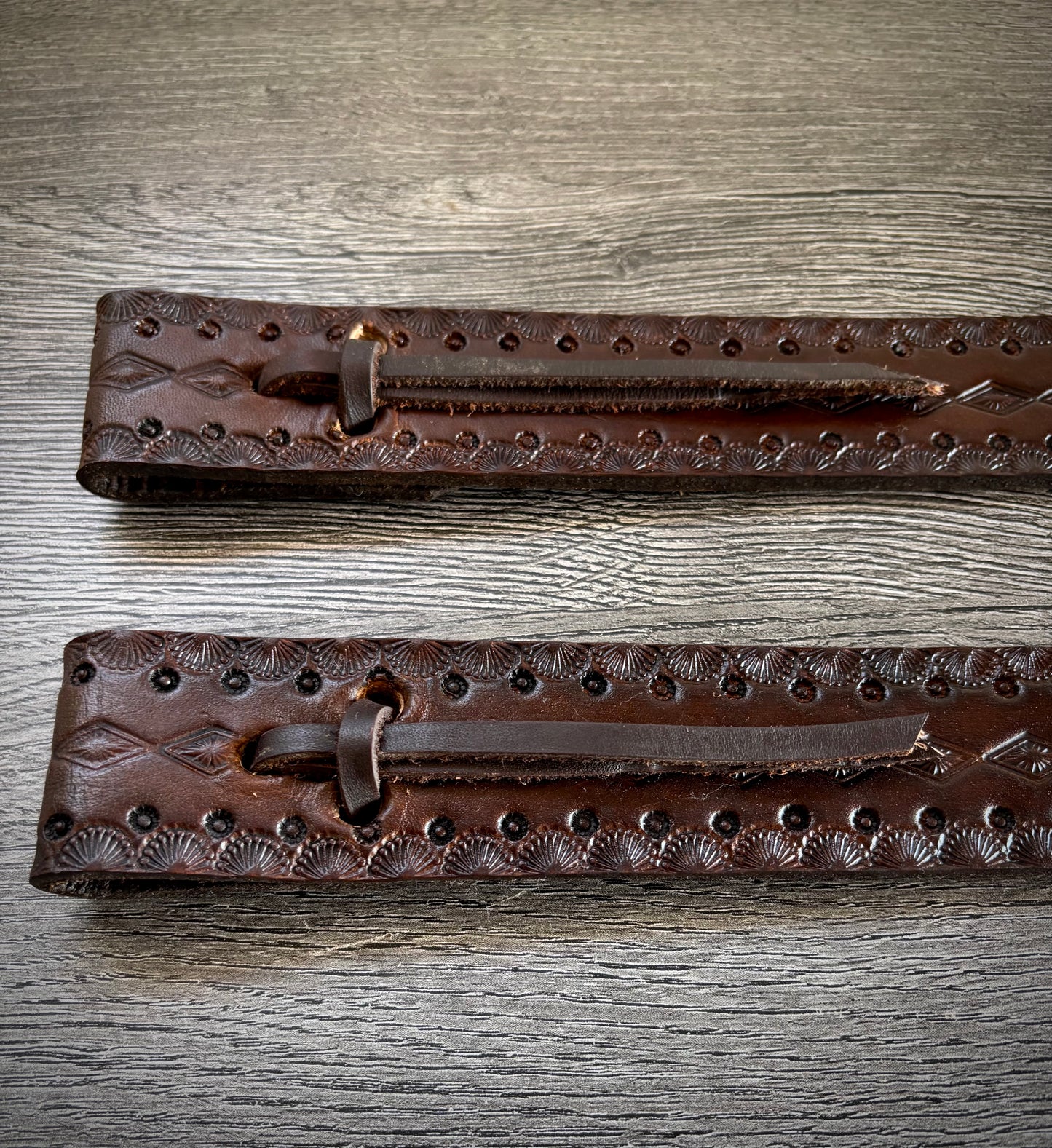 Off Billet Strap Set, Handmade Tooled Leather - Hermann Oak Leather