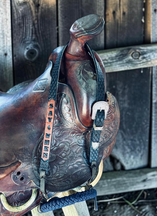 Hackamore/Bosal Hanger ONLY (“Say When” Doc Holliday Tribute) Navy Blue Color - Hermann Oak Leather