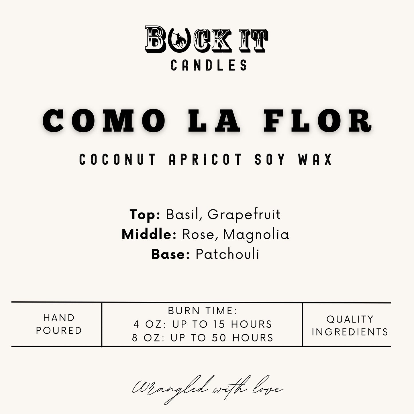 Como La Flor (Bohemian Rose Scent): Western/Rustic Candles, Hand-Poured in Arizona, Coconut Apricot Soy Wax