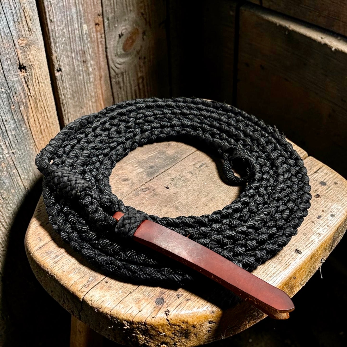 Mule Tape Lunge Line with Leather Popper - Option to include Bull Snap - Assorted colors
