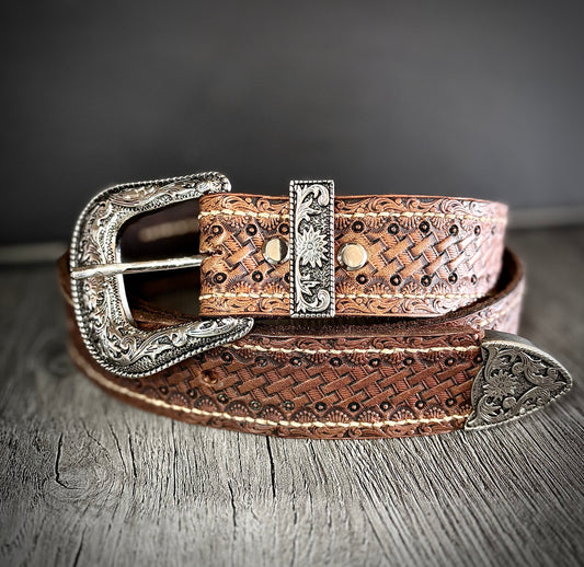 Handmade Leather Belt with Silver Buckle