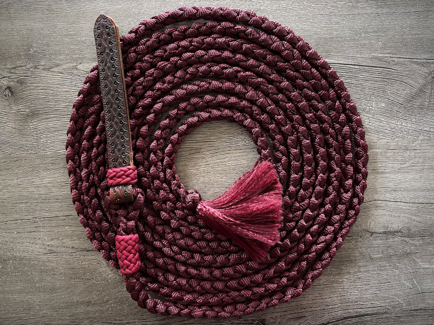 Mule Tape Mecate Only - Color Burgundy (Popper style varies)