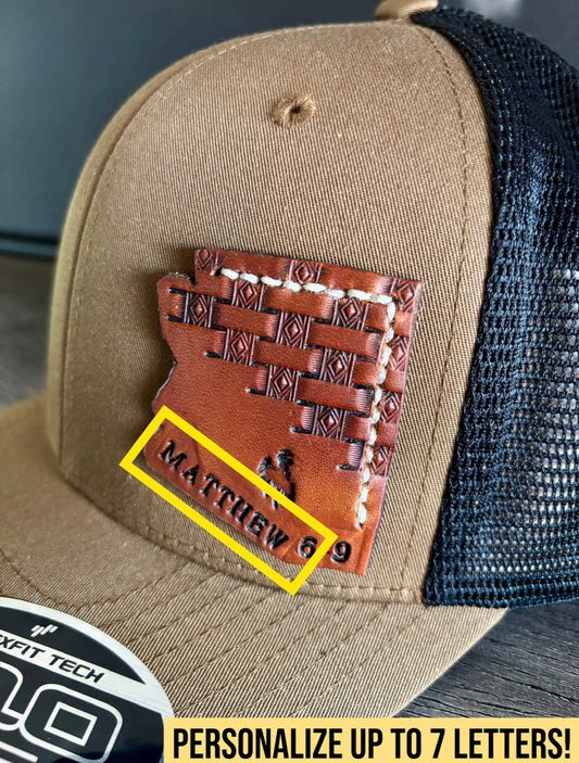 Personalized Leather State Patch Hat - Adult Snapback