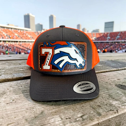 Denver Broncos Leather Patch Hat - Adult Snapback