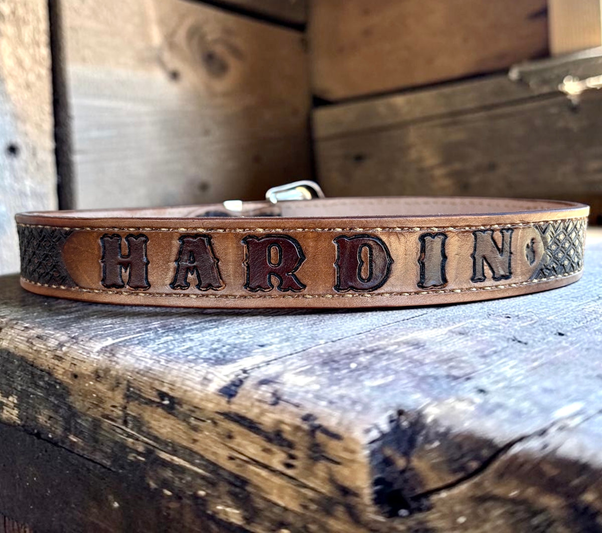 PERSONALIZE! Handmade Leather Belt with Buckle - Dragon Scale Pattern