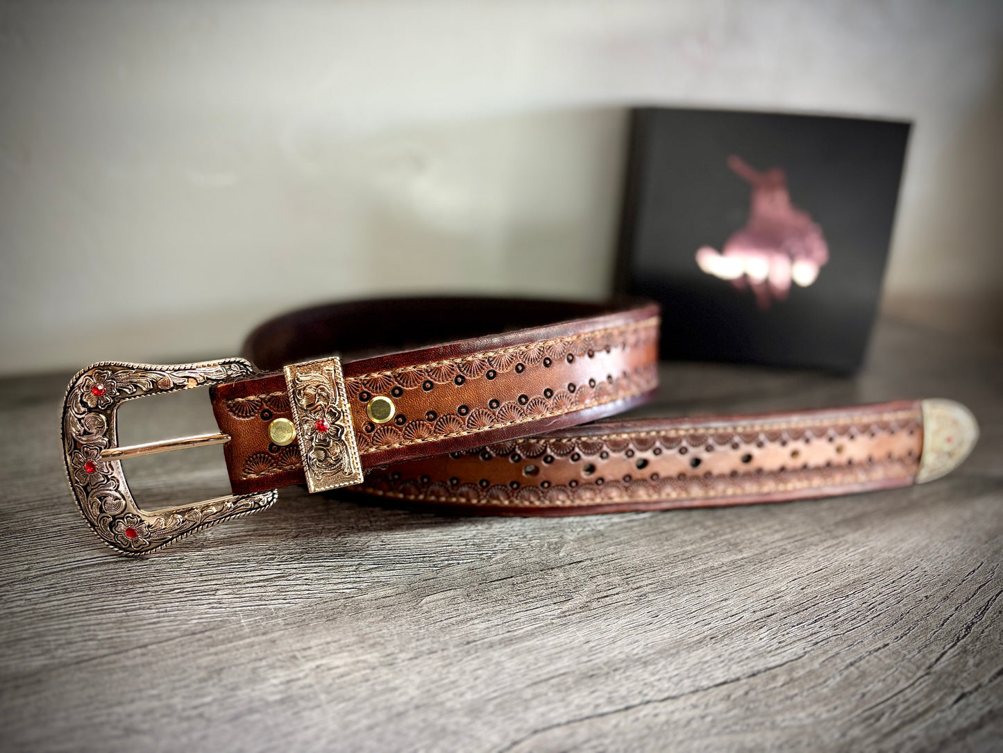 Handmade Leather Belt with Buckle, Western Cowgirl Belt - Hermann Oak Leather