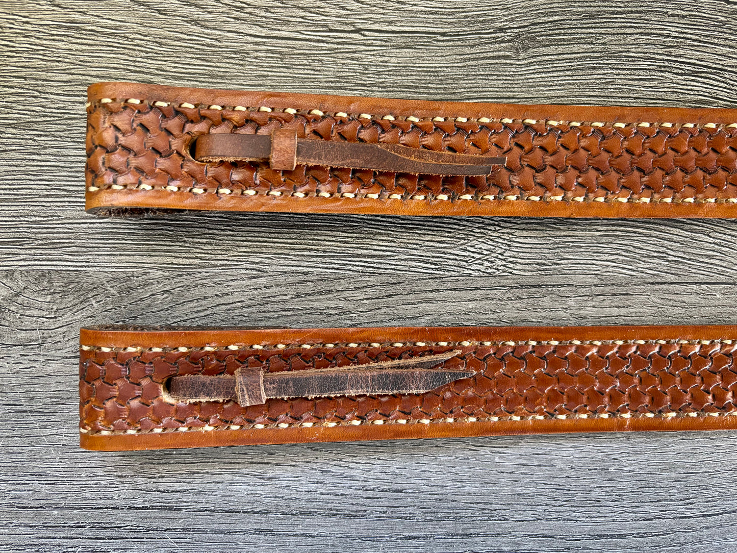 Off Billet Strap Set, Handmade Tooled Leather - Hermann Oak Leather