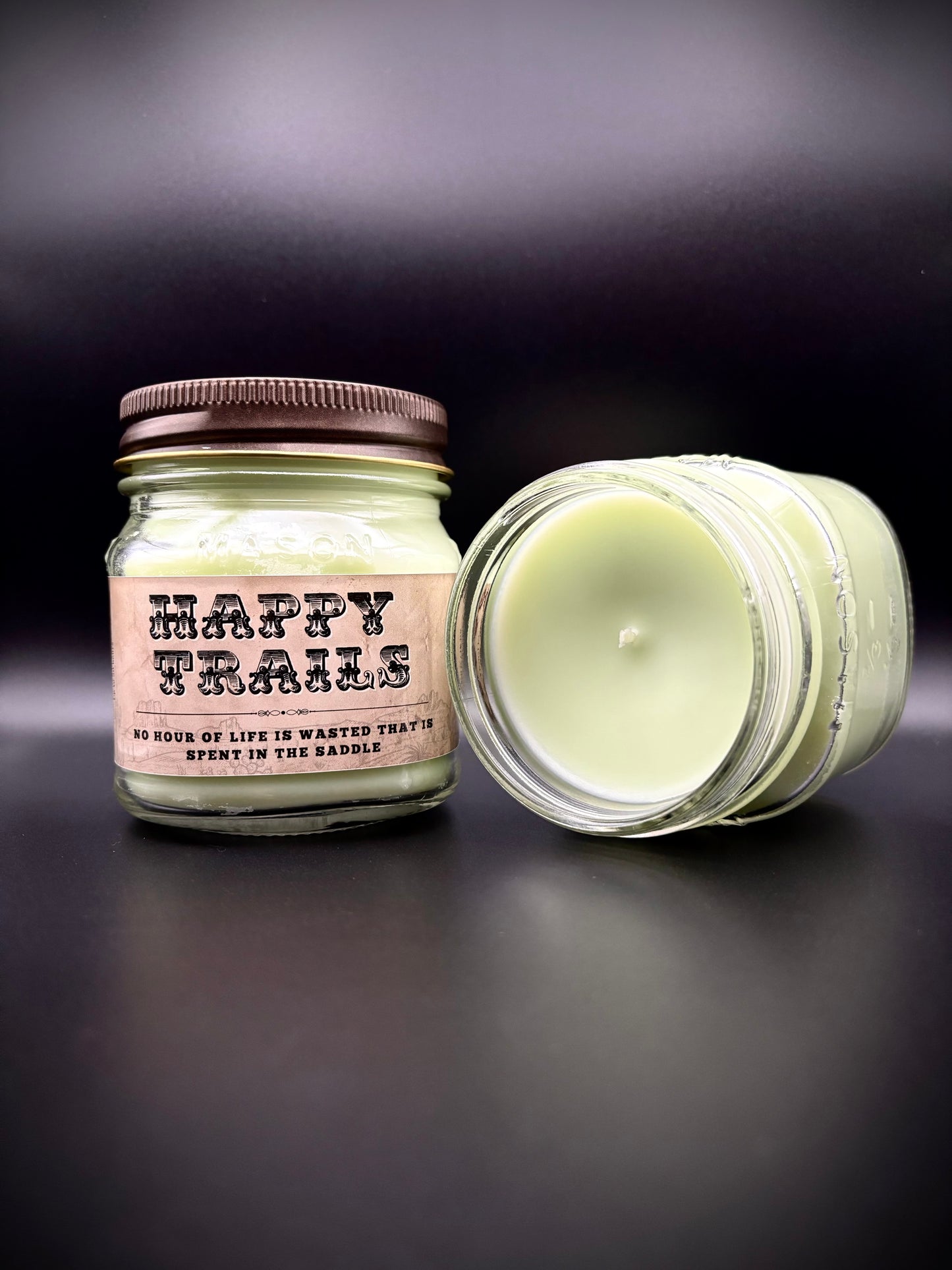 Happy Trails (Matcha and Bergamot Scent): Western/Rustic Candles, Hand-Poured in Arizona, Coconut Apricot Soy Wax