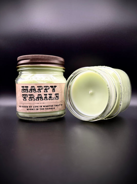 Happy Trails (Matcha and Bergamot Scent): Western/Rustic Candles, Hand-Poured in Arizona, Coconut Apricot Soy Wax