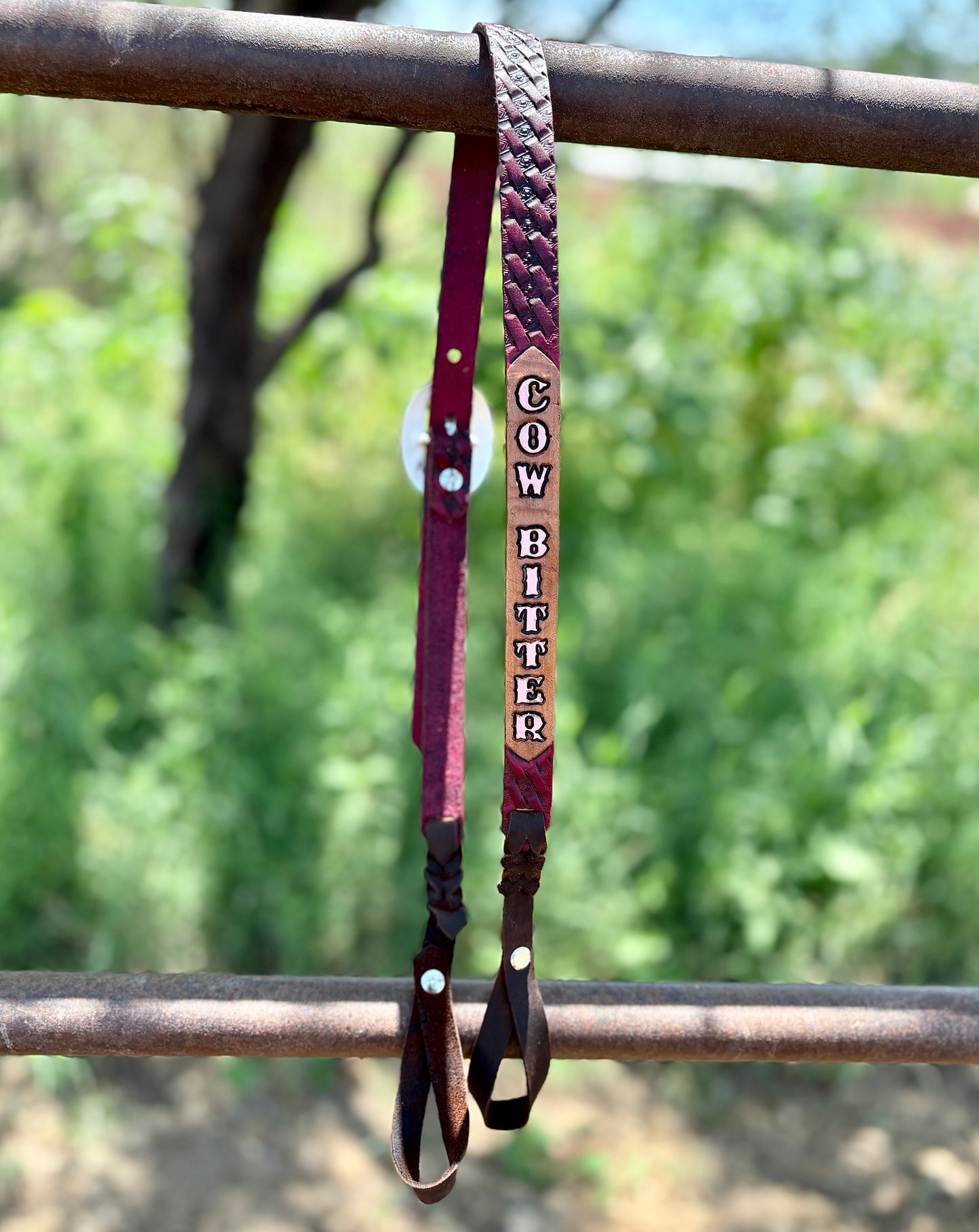 Personalized Hackamore and Mecate Set - Burgundy Color (Full Setup)