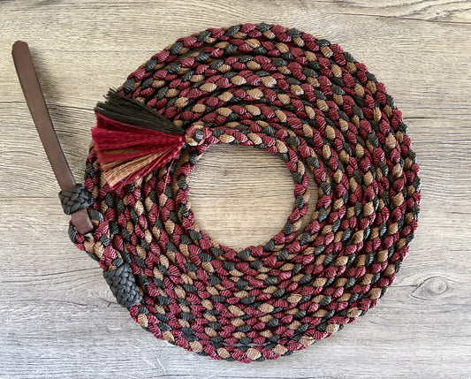 Mule Tape Mecate Color Burgundy, Brown, and Black - Does NOT include Hackamore - Popper style varies