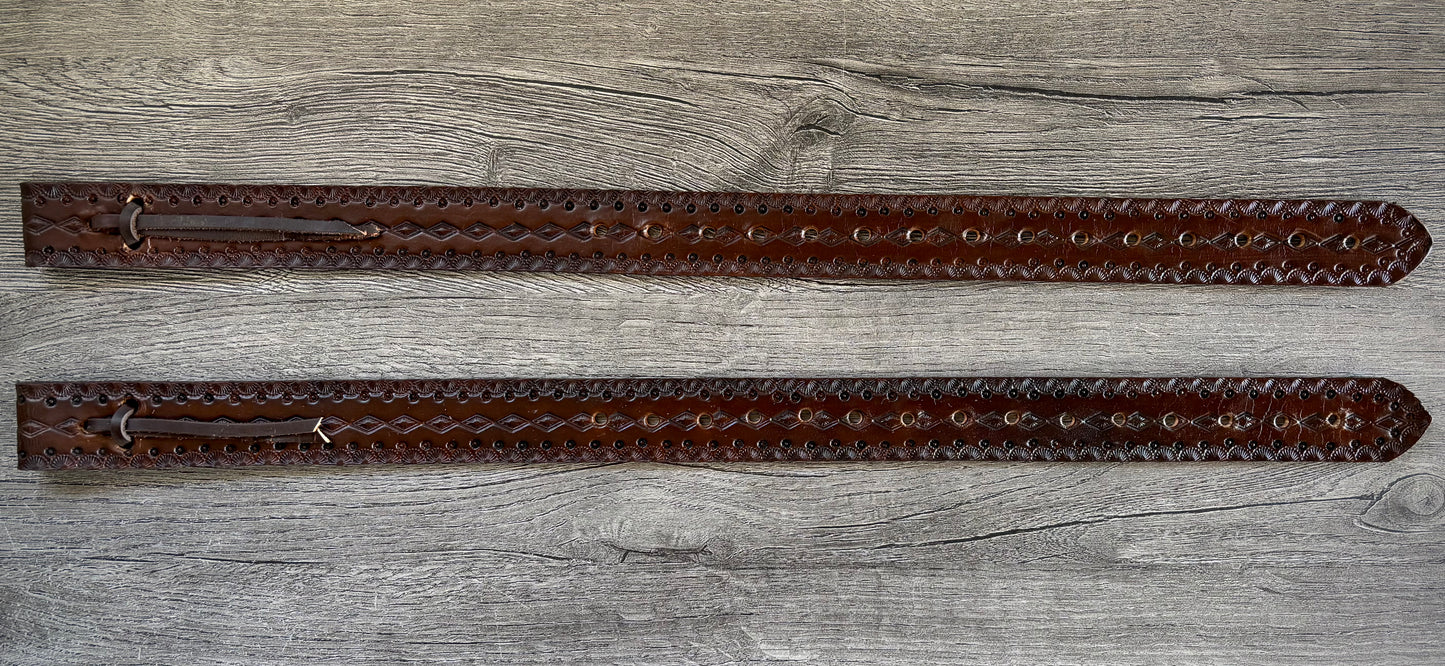 Off Billet Strap Set, Handmade Tooled Leather - Hermann Oak Leather