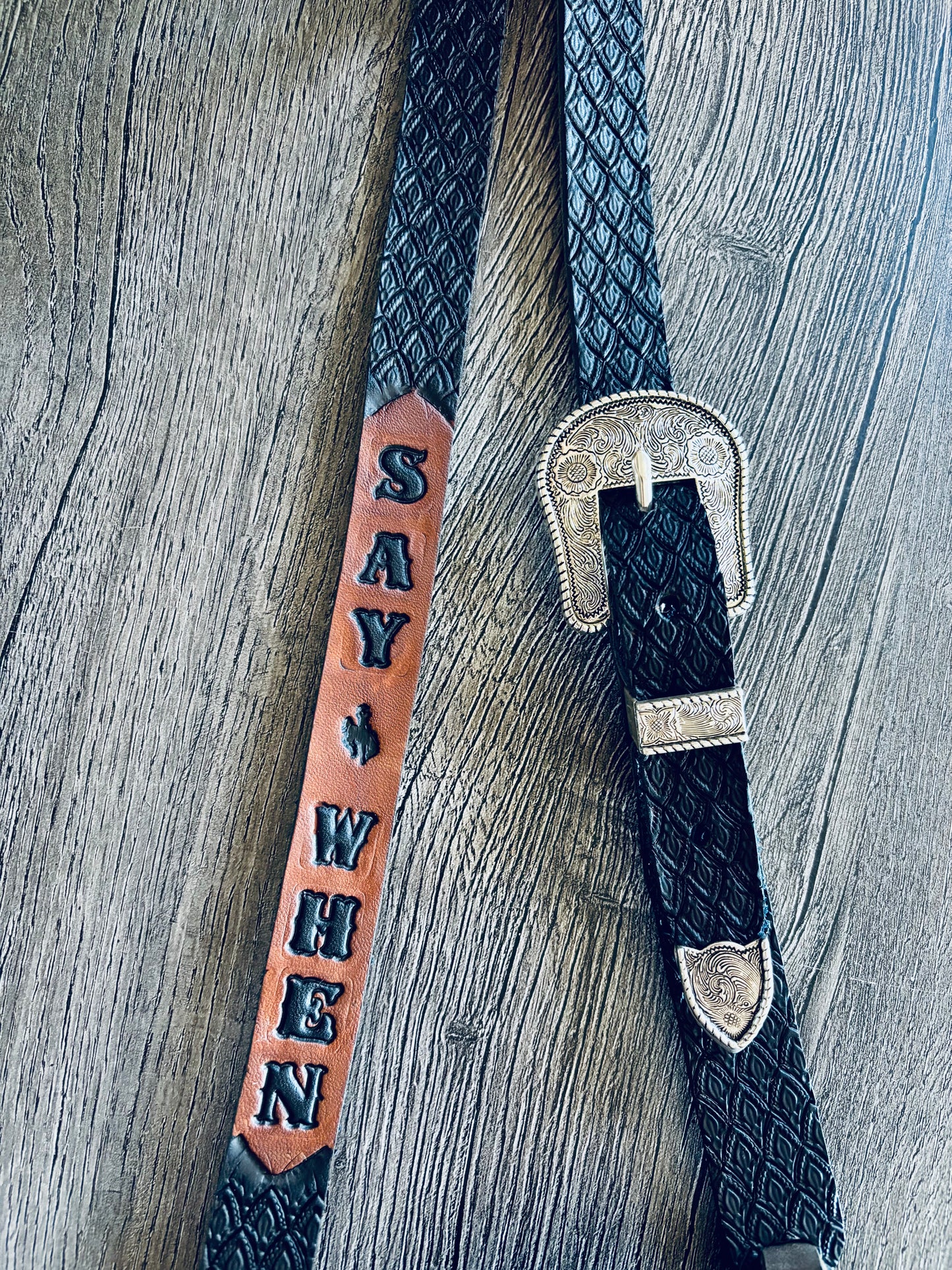 Hackamore/Bosal Hanger ONLY (“Say When” Doc Holliday Tribute) Navy Blue Color - Hermann Oak Leather