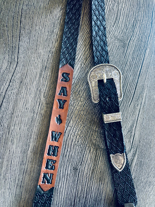Hackamore/Bosal Hanger ONLY (“Say When” Doc Holliday Tribute) Navy Blue Color - Hermann Oak Leather
