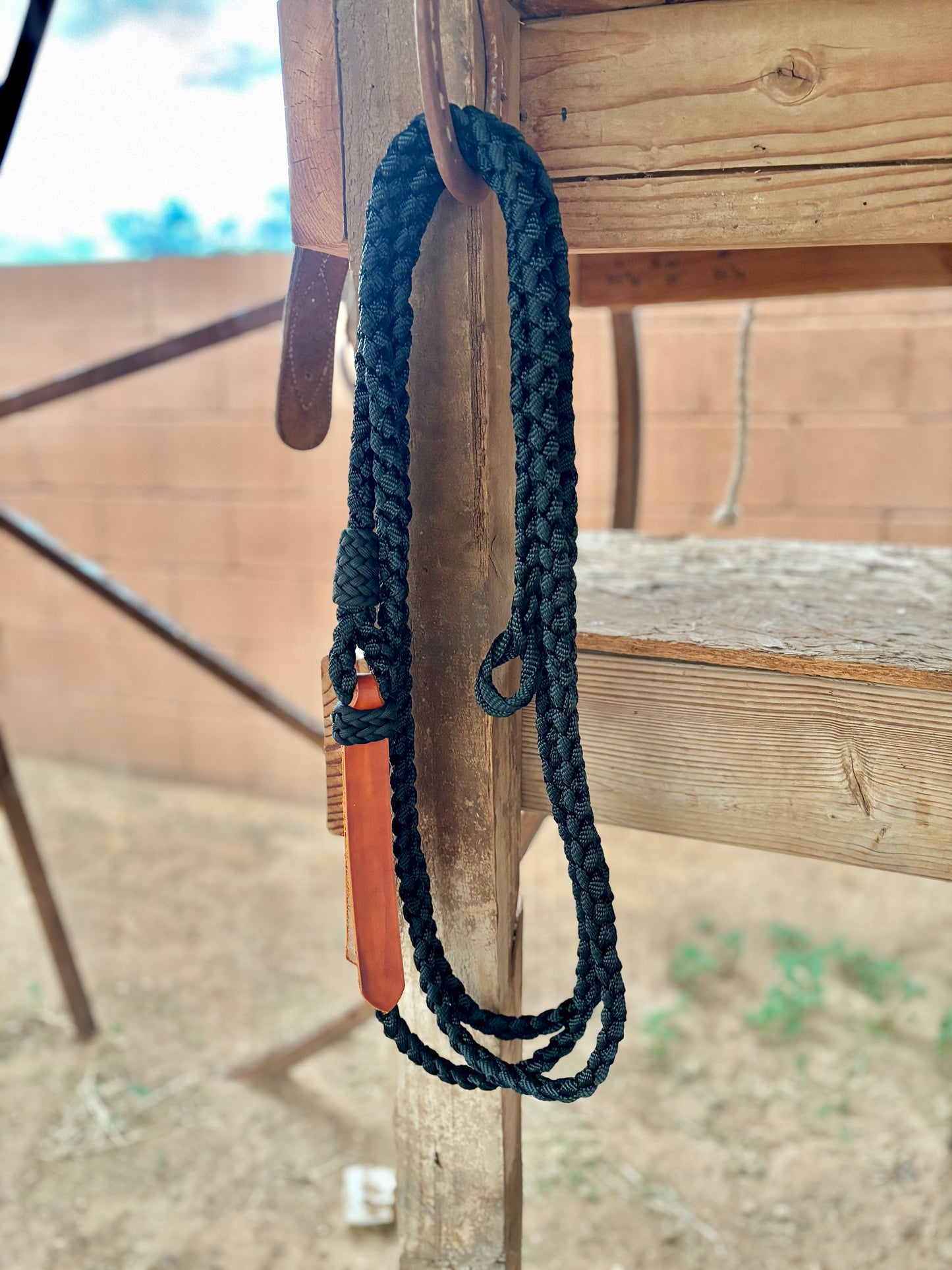 Mule Tape Lunge Line with Leather Popper - Option to include Bull Snap - Assorted colors