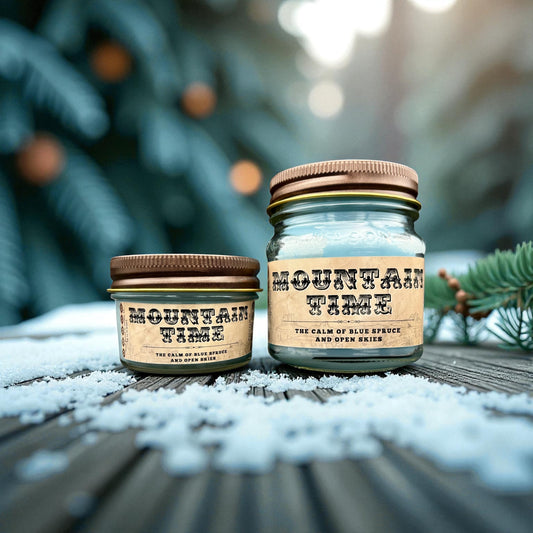 Mountain Time (Blue Spruce Scent): Western/Rustic Candles, Hand-Poured in Arizona, Coconut Apricot Soy Wax