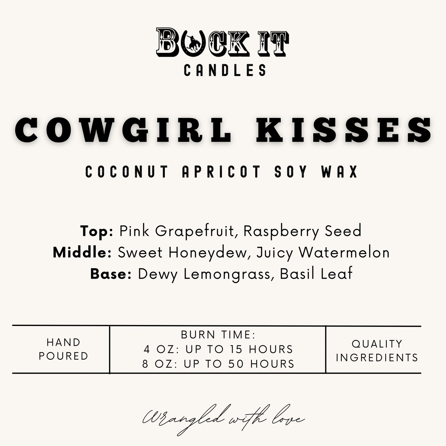 Cowgirl Kisses (Watermelon Scent): Western/Rustic Candles, Hand-Poured in Arizona, Coconut Apricot Soy Wax