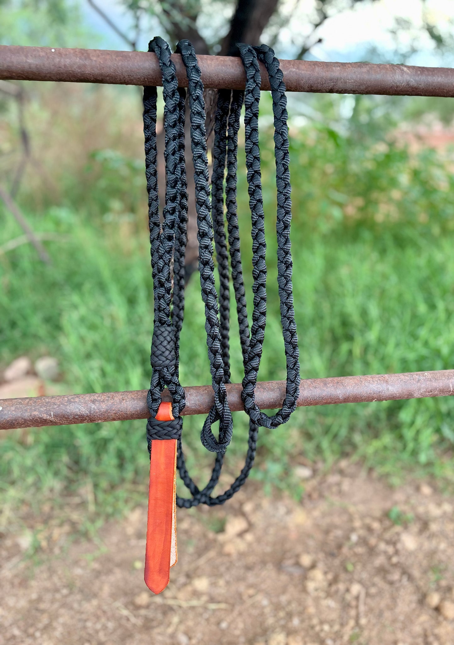 Mule Tape Lunge Line with Leather Popper - Option to include Bull Snap - Assorted colors