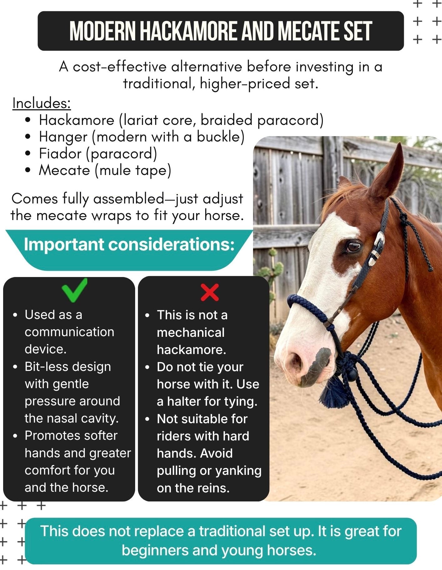 Lariat Hackamore and Mecate Full Setup: Fits most Horses - Color Burgundy