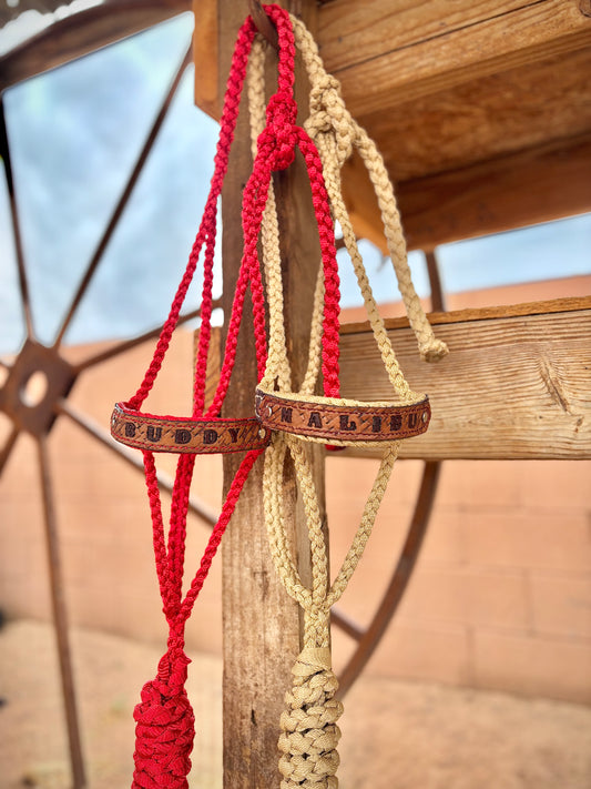 Personalized Mule Tape Halters with 8ft Lead Line - Assorted colors