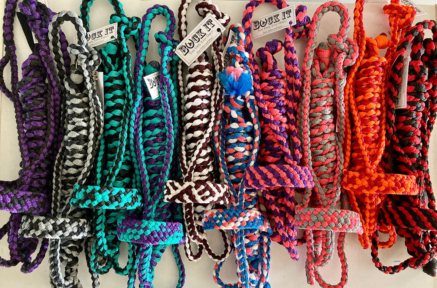Mule Tape Halters with 8ft Lead - Multi color! Made to Order - All sizes