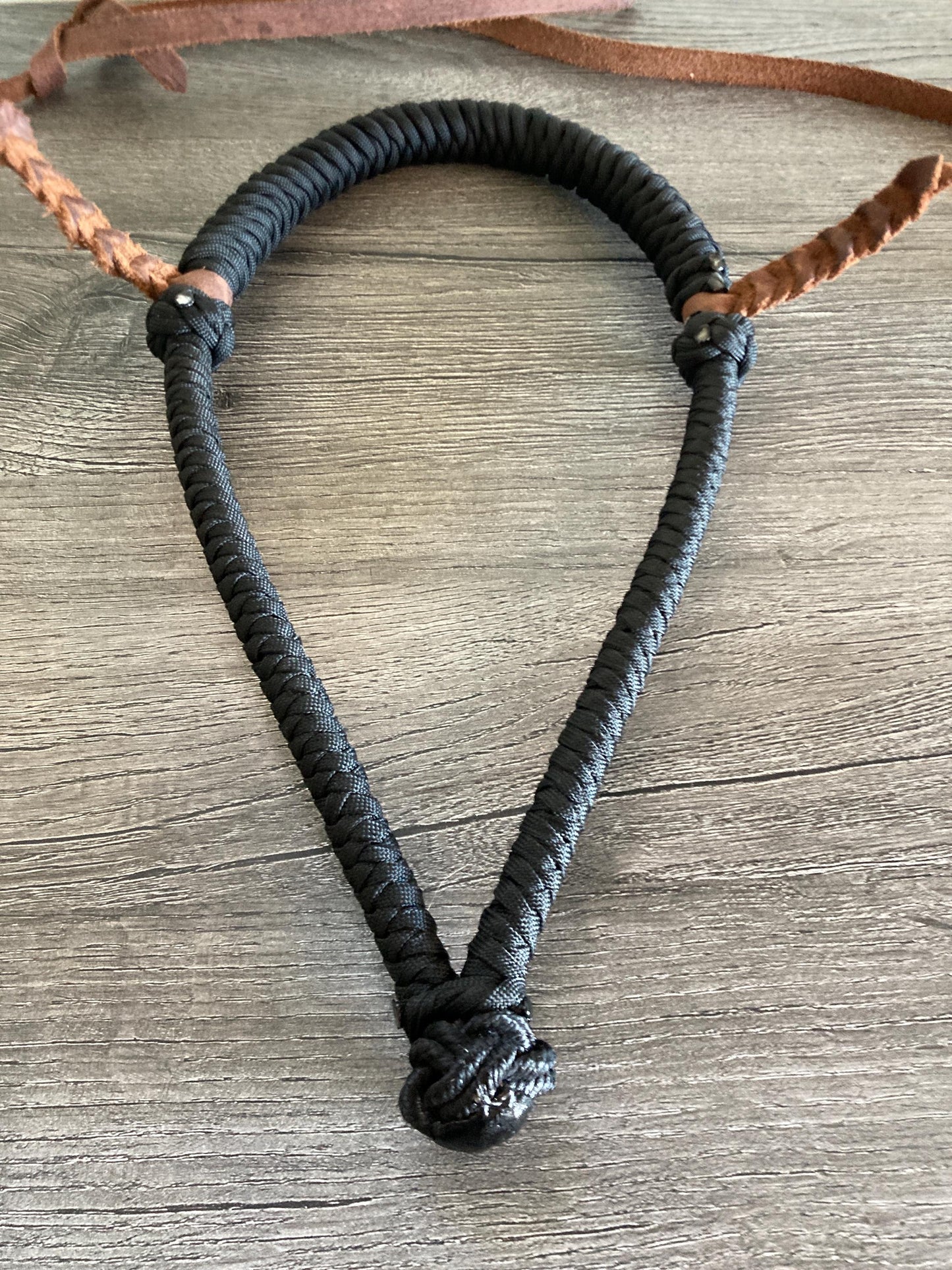 Lariat Hackamore and Mecate with Hanger - Fits most Horses - Braided Core - Black
