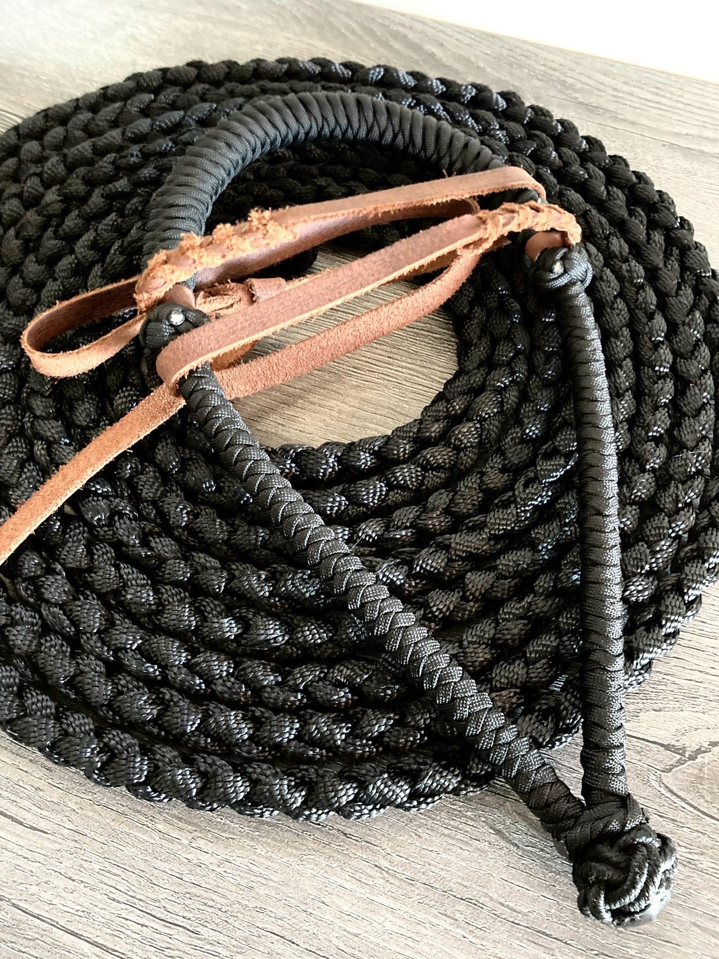 Lariat Hackamore and Mecate with Hanger - Fits most Horses - Braided Core - Black