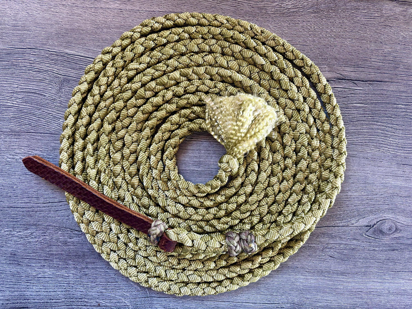 Mule Tape Mecate Rein for Hackamore- Color olive green/military green - Does NOT include Hackamore