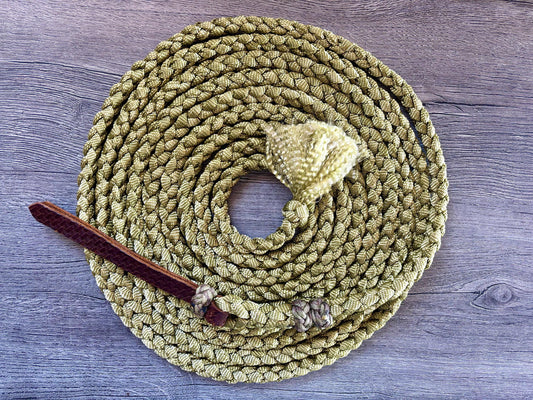 Mule Tape Mecate Rein for Hackamore- Color olive green/military green - Does NOT include Hackamore