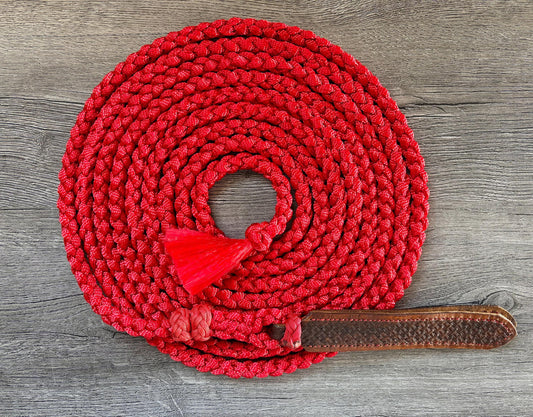Mule Tape Mecate Rein for Hackamore- Color Red - Does NOT include Hackamore