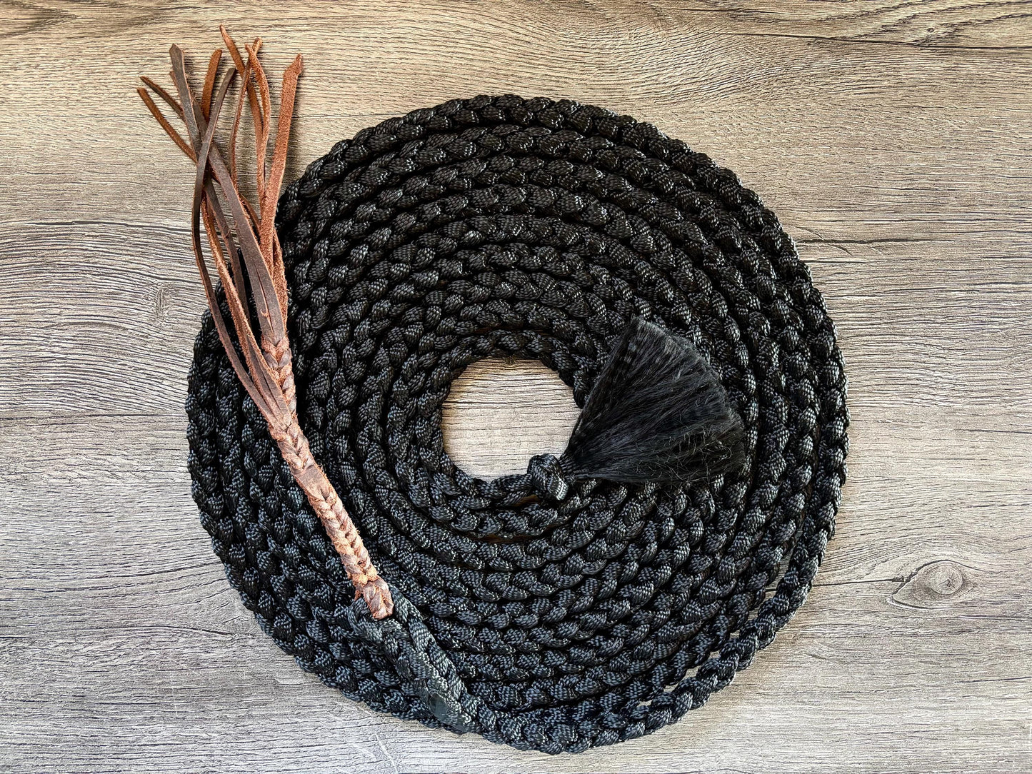 Mule Tape Mecate Rein for Hackamore- Color Black - Does NOT include Hackamore