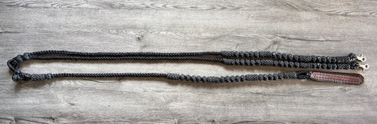 Mule Tape Romal Reins, 8 strand braid, 30oz, 60 button Romal Reins - Made to order - Assorted colors