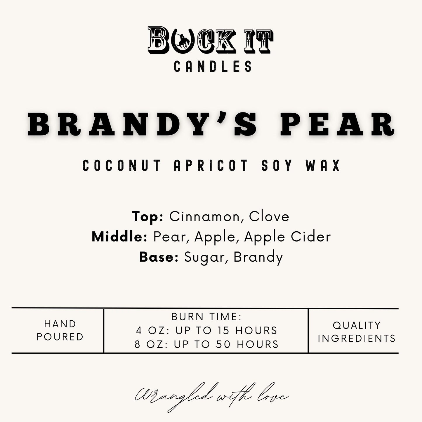 Brandy’s Pear: Western Candles, Rustic Candles, Hand-Poured in Arizona, Coconut Apricot Soy Wax